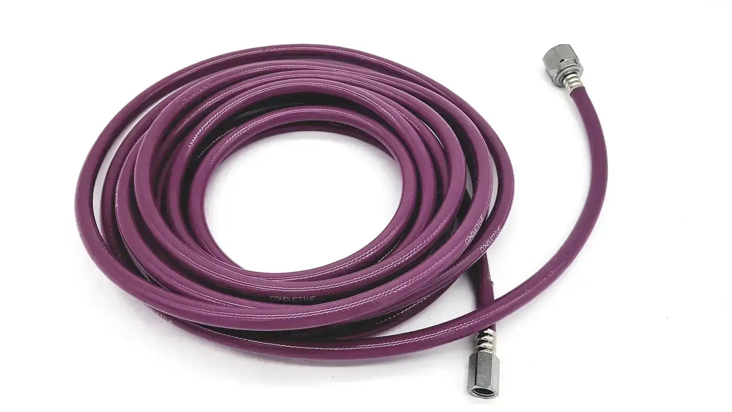 Purple mercury medical conductive vacuum hose assembly with metallic threaded connectors at each end