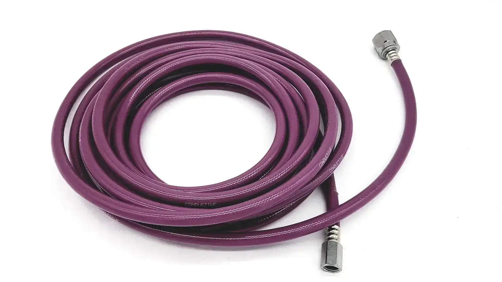 Purple mercury medical conductive vacuum hose assembly with metallic threaded connectors at each end