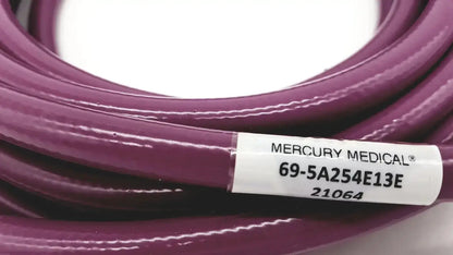 Purple coiled mercury medical conductive vacuum hose assembly 69-5a254e13e with white branded label visible