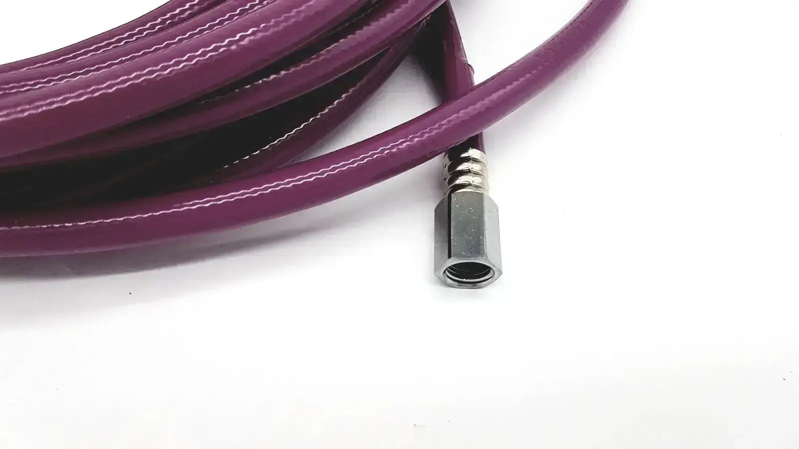 Mercury Medical conductive vacuum hose assembly with purple braided material and metallic threaded connector for medical use