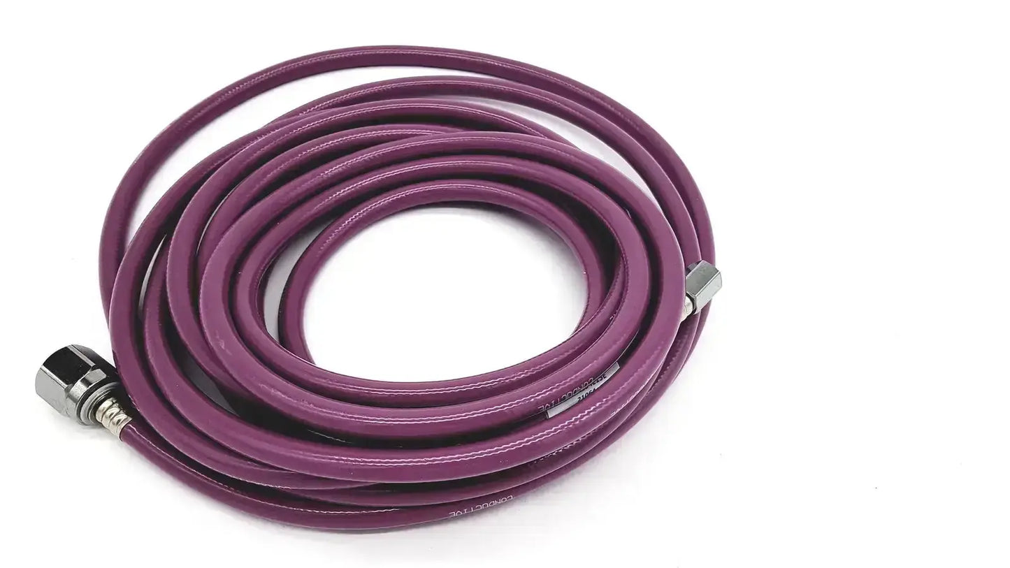 Purple braided mercury medical conductive vacuum hose assembly with metallic threaded connectors for medical use