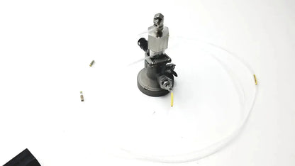 Silver and black industrial micro matic inlet keg coupler with transparent tubing maximum working pressure 12 psi