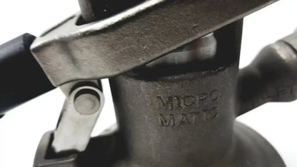 Gray metallic micro matic inlet keg coupler with engraving for matic inlet beer keg maximum pressure 12 psi