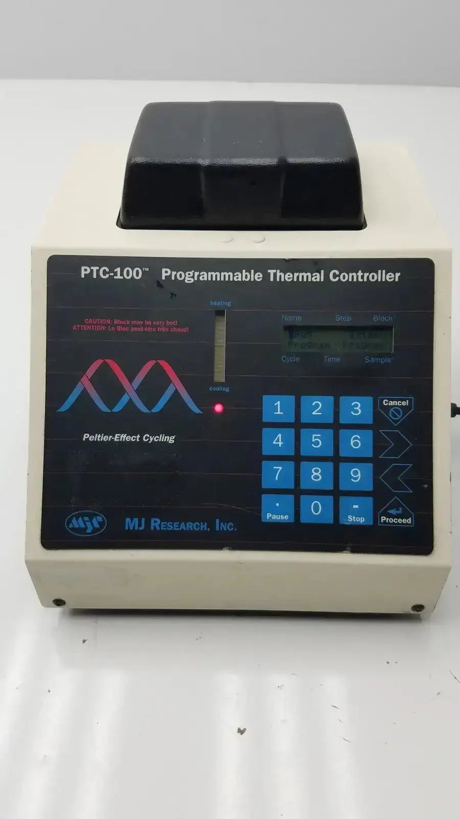 Beige and black mj research ptc-100 programmable thermal controller with digital display blue keypad and petri-effect logo