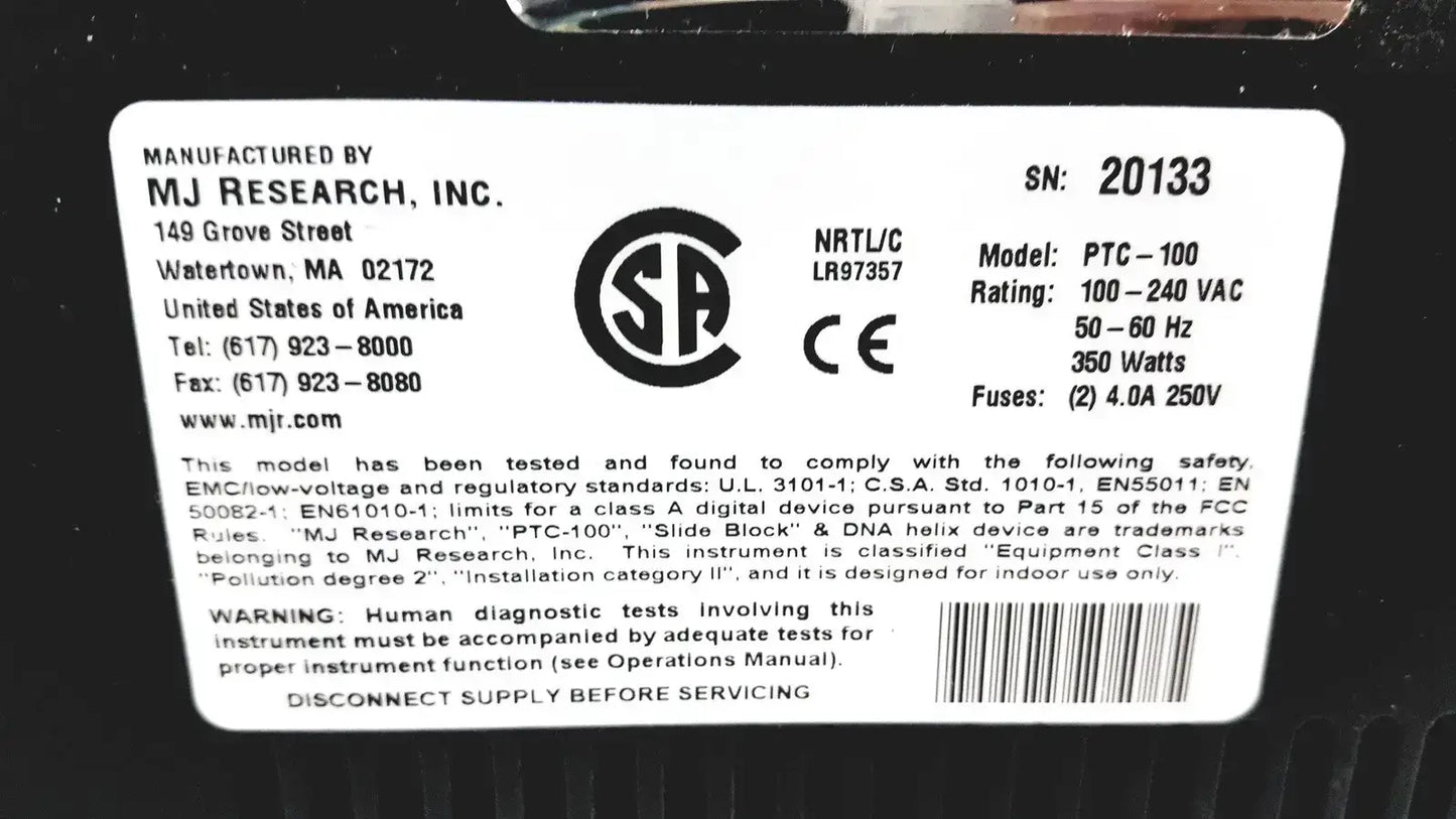 MJ Research PTC-100 PTC100 Programmable Thermal Controller - Cycler