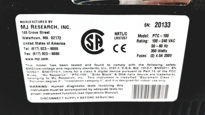 MJ Research PTC-100 PTC100 Programmable Thermal Controller - Cycler