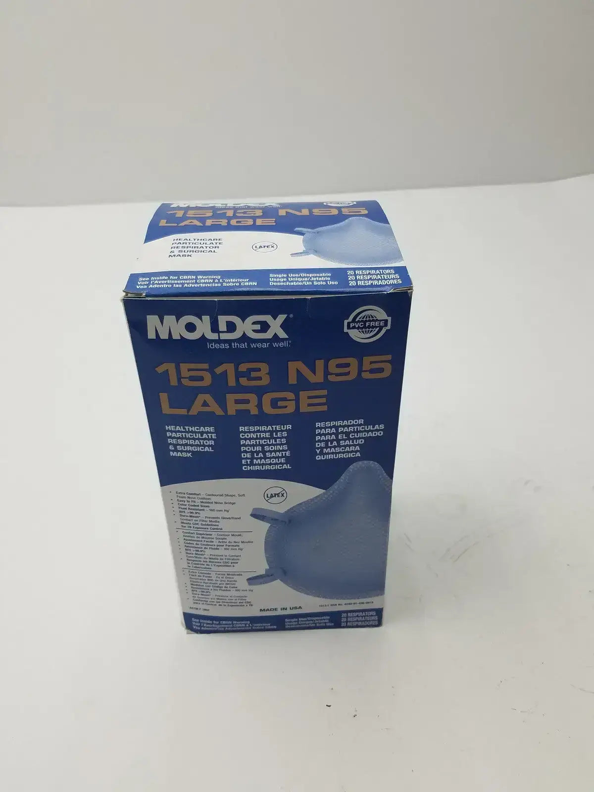 Buy Moldex 1513 N95 Mask online. Large N95 particulate surgical mask with NIOSH-approved filtration, secure fit, and 20 masks per box. Order an N95 Mask today.