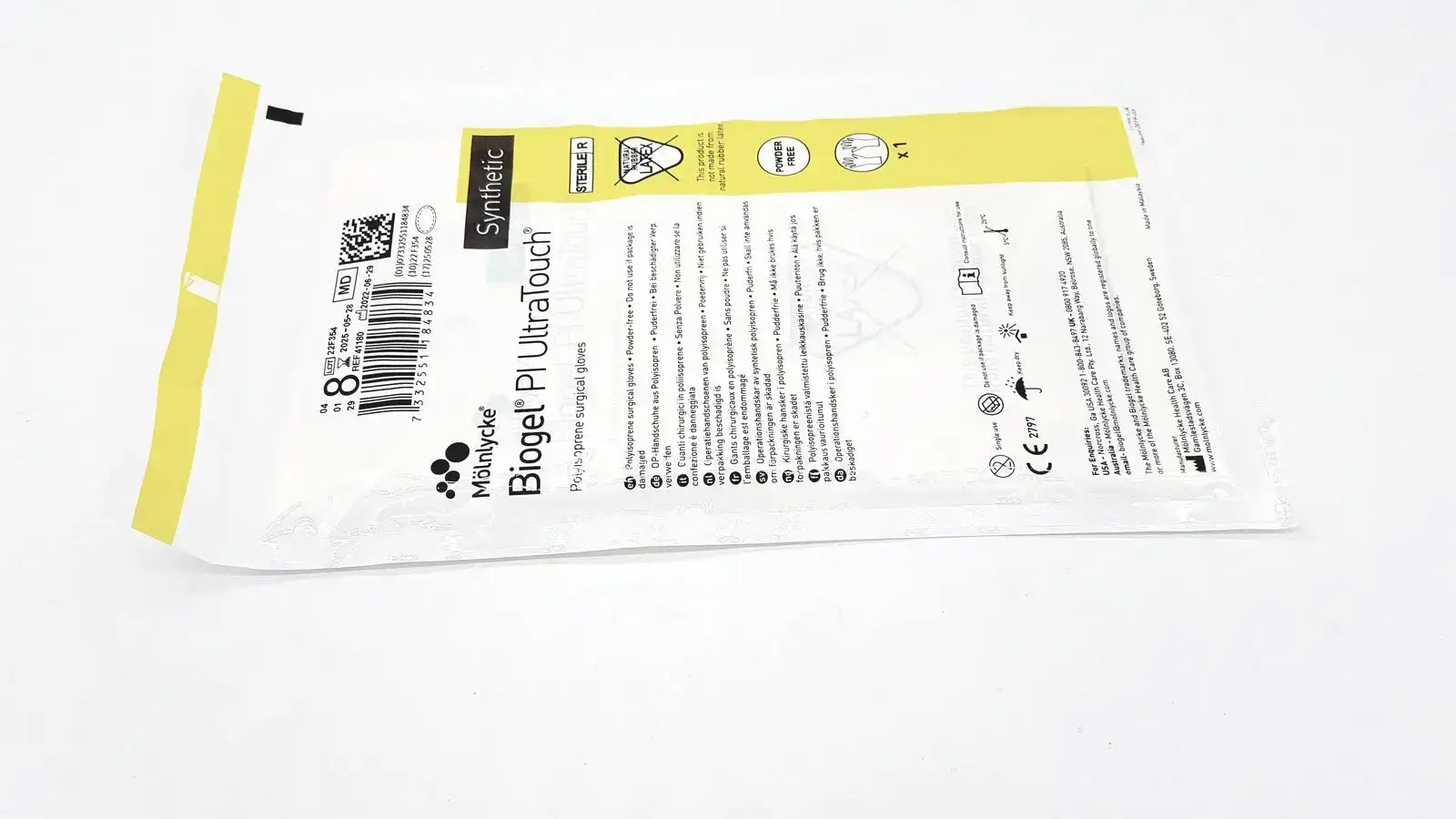 Molnlycke Biogel PI UltraTouch G Size 8 Box/50 EXP 05/2025 REF 71-41180 - Surgical Gloves