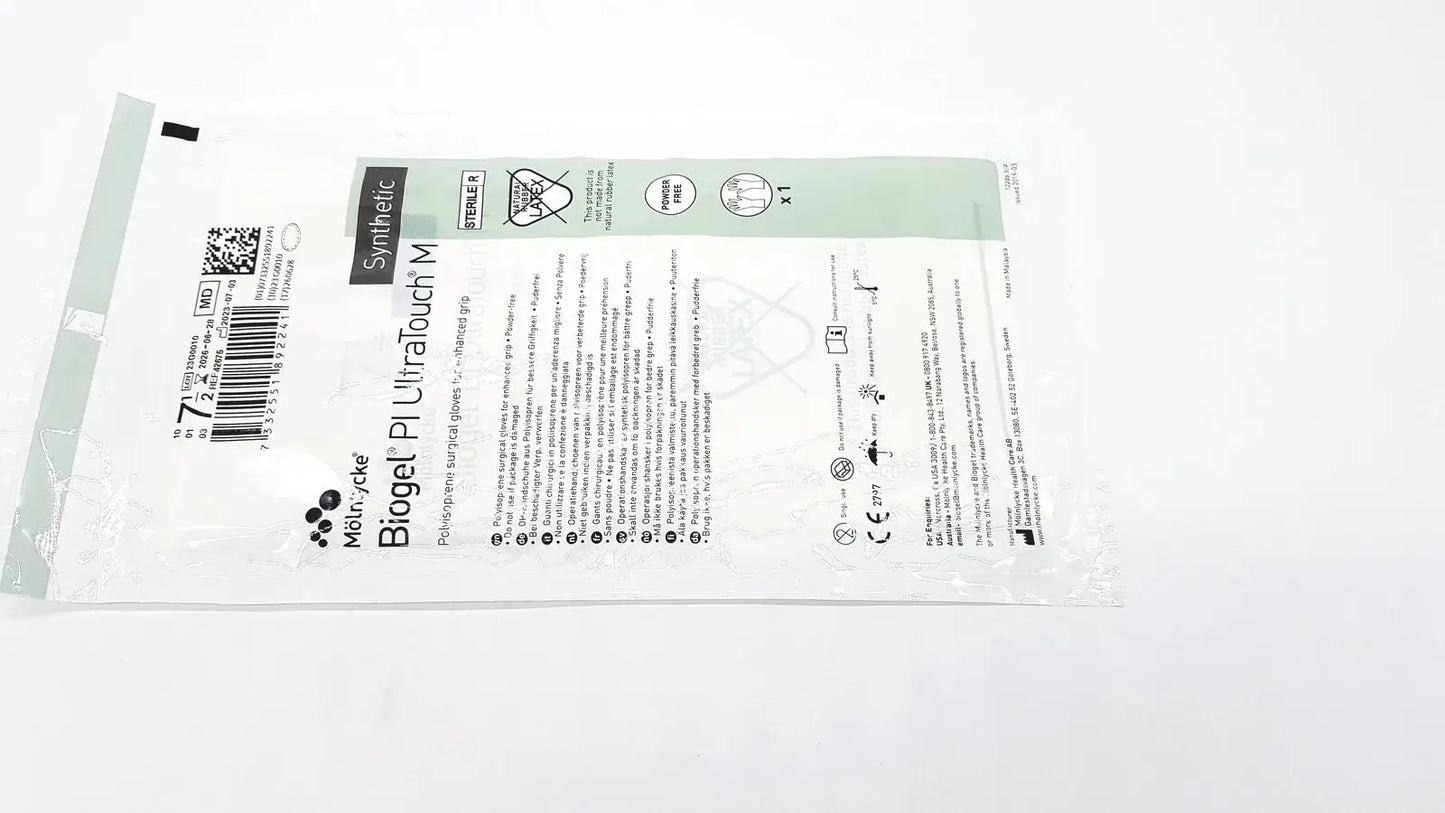 Molnlycke Biogel PI UltraTouch M Ref: 71-ML-42675 Qty 50 Pairs Size 7 1/2 - Surgical Gloves