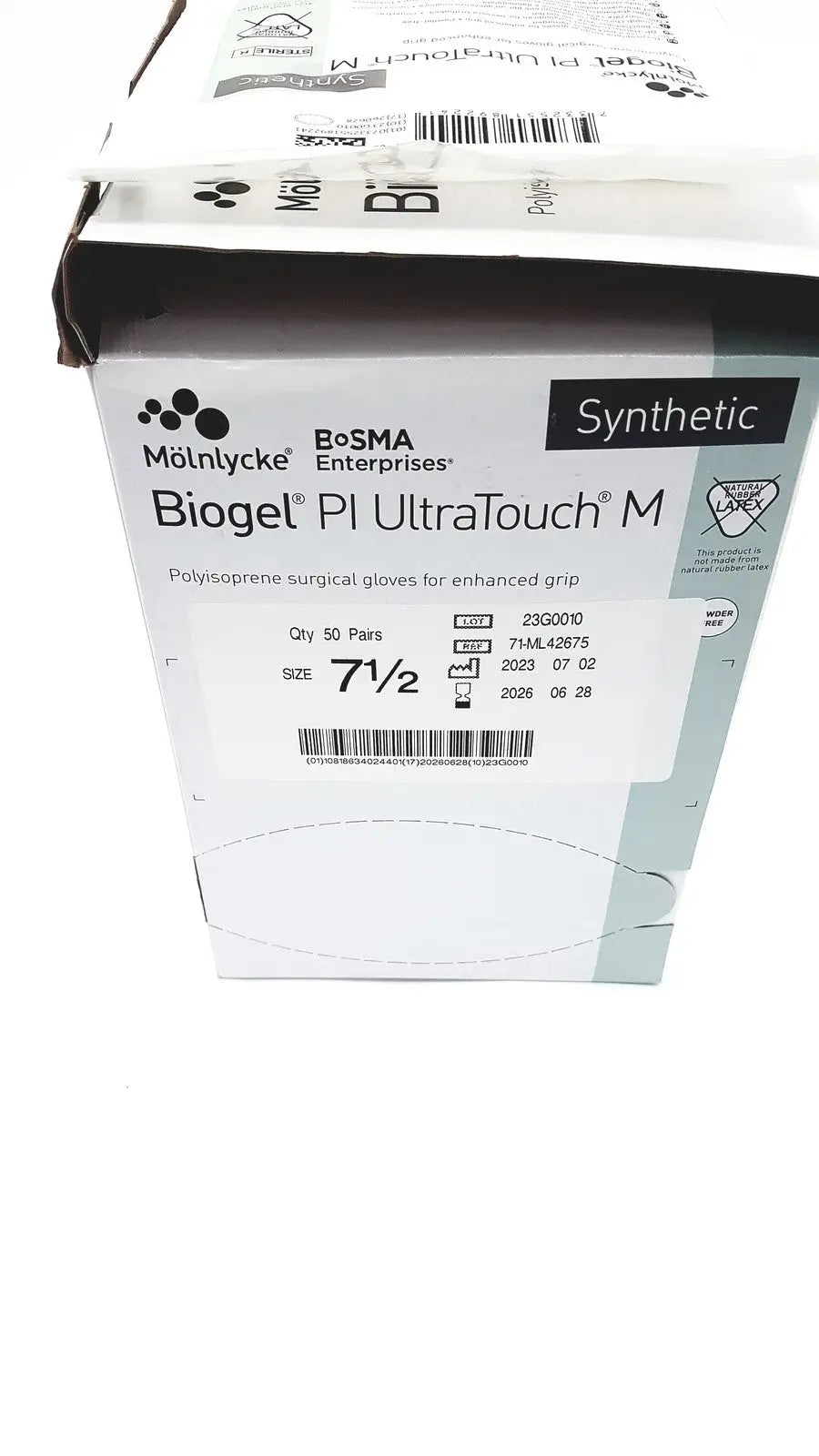 Molnlycke Biogel PI UltraTouch M Ref: 71-ML-42675 Qty 50 Pairs Size 7 1/2 - Surgical Gloves