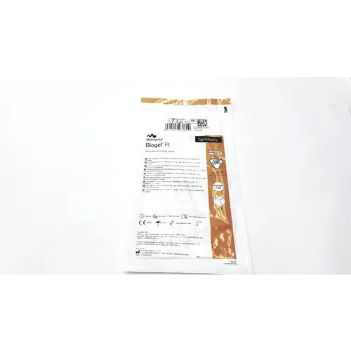 A white and gold packaged biogel pi surgical glove.