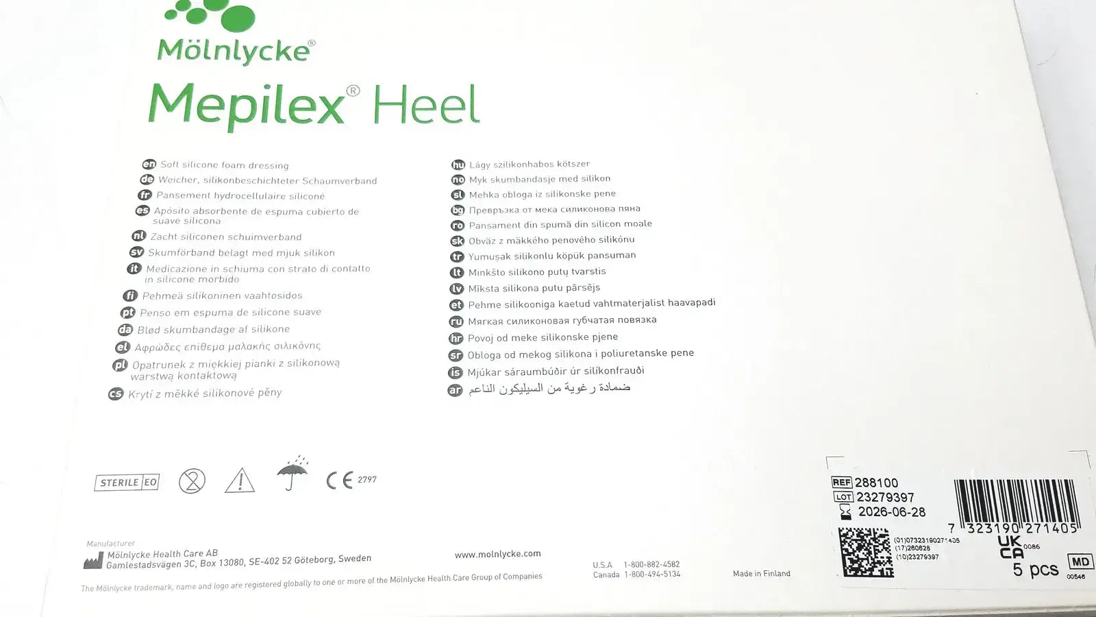 Molnlycke Mepilex 288100 Heel Foam Dressing 1 Box Of 5 Piece