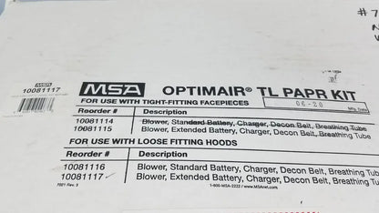 MSA OPTIMAIR TL PAPR KIT For Respirator Facepieces 10081114 - Powered Air-Purifying Kit