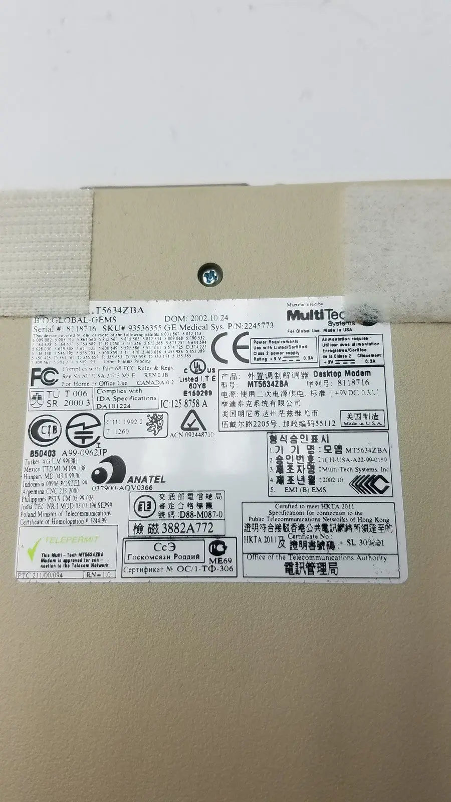 Multi-tech MT5634ZBA Multi-Modem USB Data Fax Modem