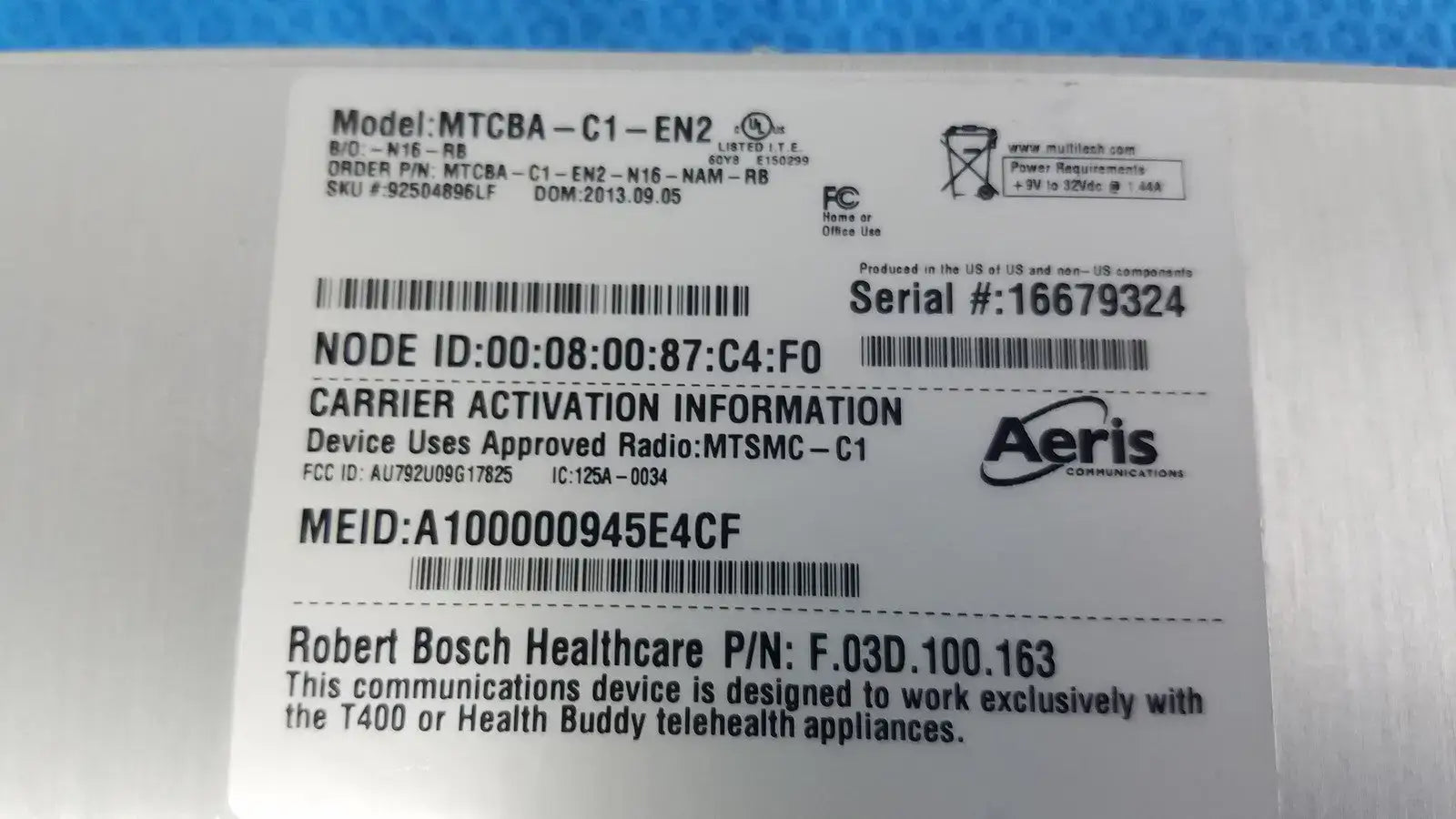 MultiTech Multimodem rCell Intelligent Wireless Ethernet Router MTCBA-C1-EN2