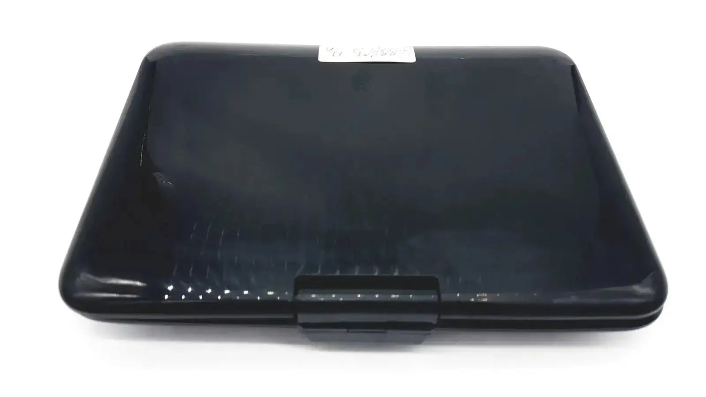 Black plastic case with glossy finish and rectangular latch for naxa 10 inch portable dvd player npd-1003