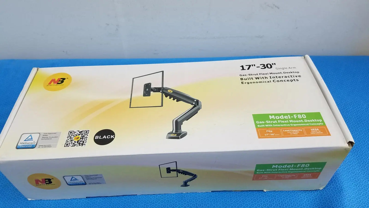 NB North Bayou F80 Gas-Strut Flexi Desktop Single Monitor Mount Stand