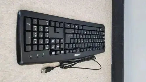 Black plastic ncs usb wired plug keyboard with standard layout and usb cable for play pc computer use