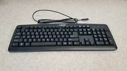 Black plastic ncs usb ku-0325 wired plug play pc computer keyboard with standard layout and coiled usb cable