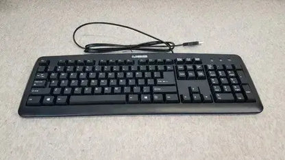 Black plastic ncs usb ku-0325 wired plug play pc computer keyboard with standard layout and coiled usb cable