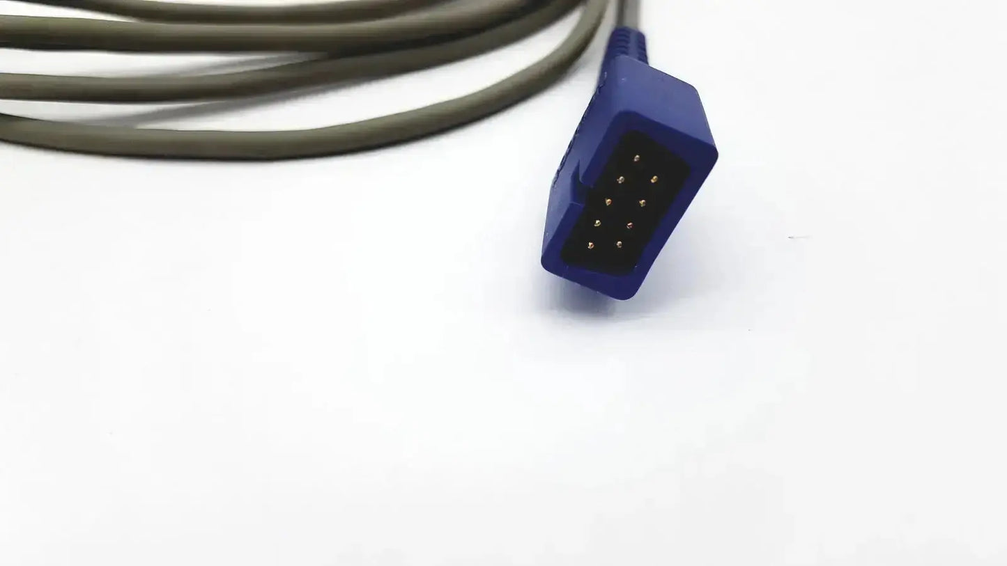 Blue 9-pin adapter extension spo2 cable with dark gray cable compatible with nellcor dec-8 extension spo2 cable