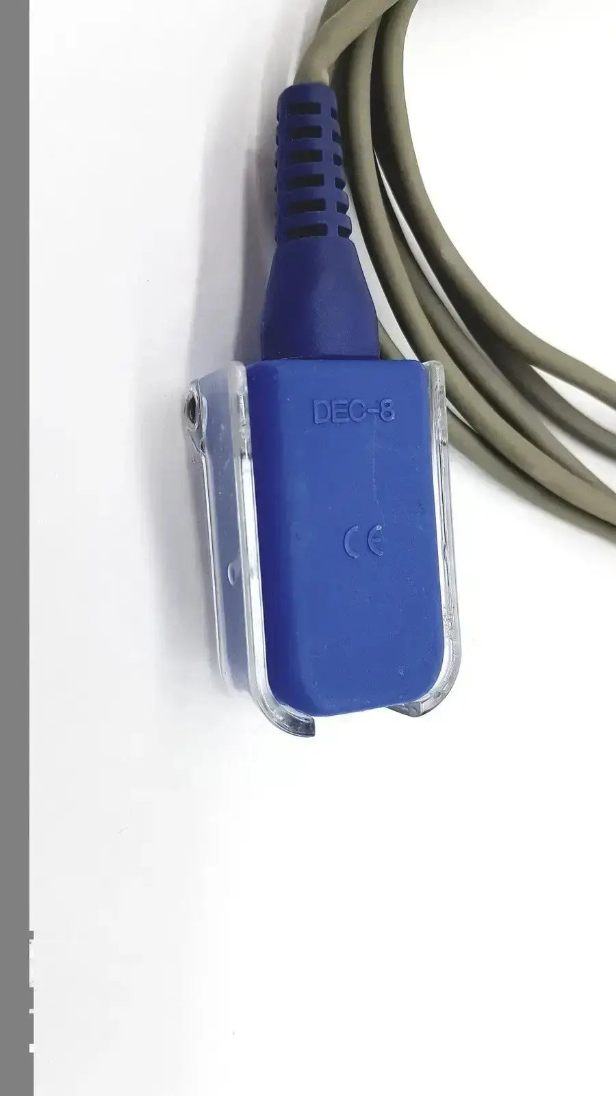 Blue plastic medical adapter extension spo2 cable with transparent clip and beige cable for Nellcor DEC-8 device