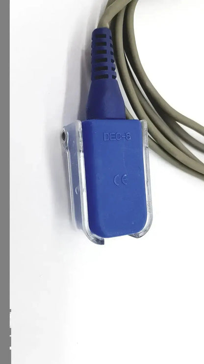 Blue plastic medical adapter extension spo2 cable with transparent clip and beige cable for Nellcor DEC-8 device