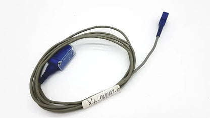 Blue medical adapter extension spo2 cable with gray cord and white label compatible with Nellcor DEC-8 sensors