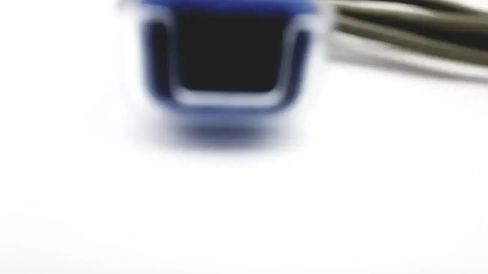 Blue plastic usb connector with black interior and metallic contacts for nellcor dec-8 adapter extension spo2 cable