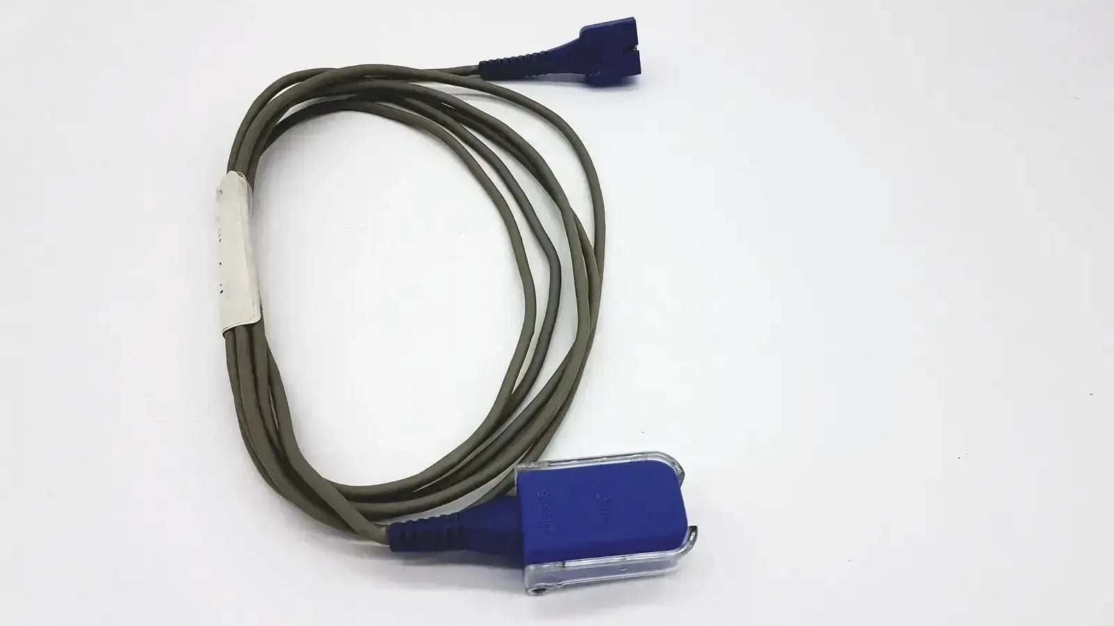 Blue Nellcor DEC-8 adapter extension spo2 cable with a gray braided outer sheath and plastic connectors for medical use