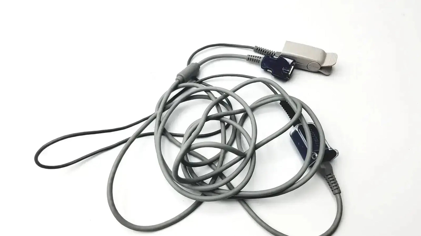Gray nellcor original spo2 adapter cable with clip and connector for use with nellcor oxygen sensor