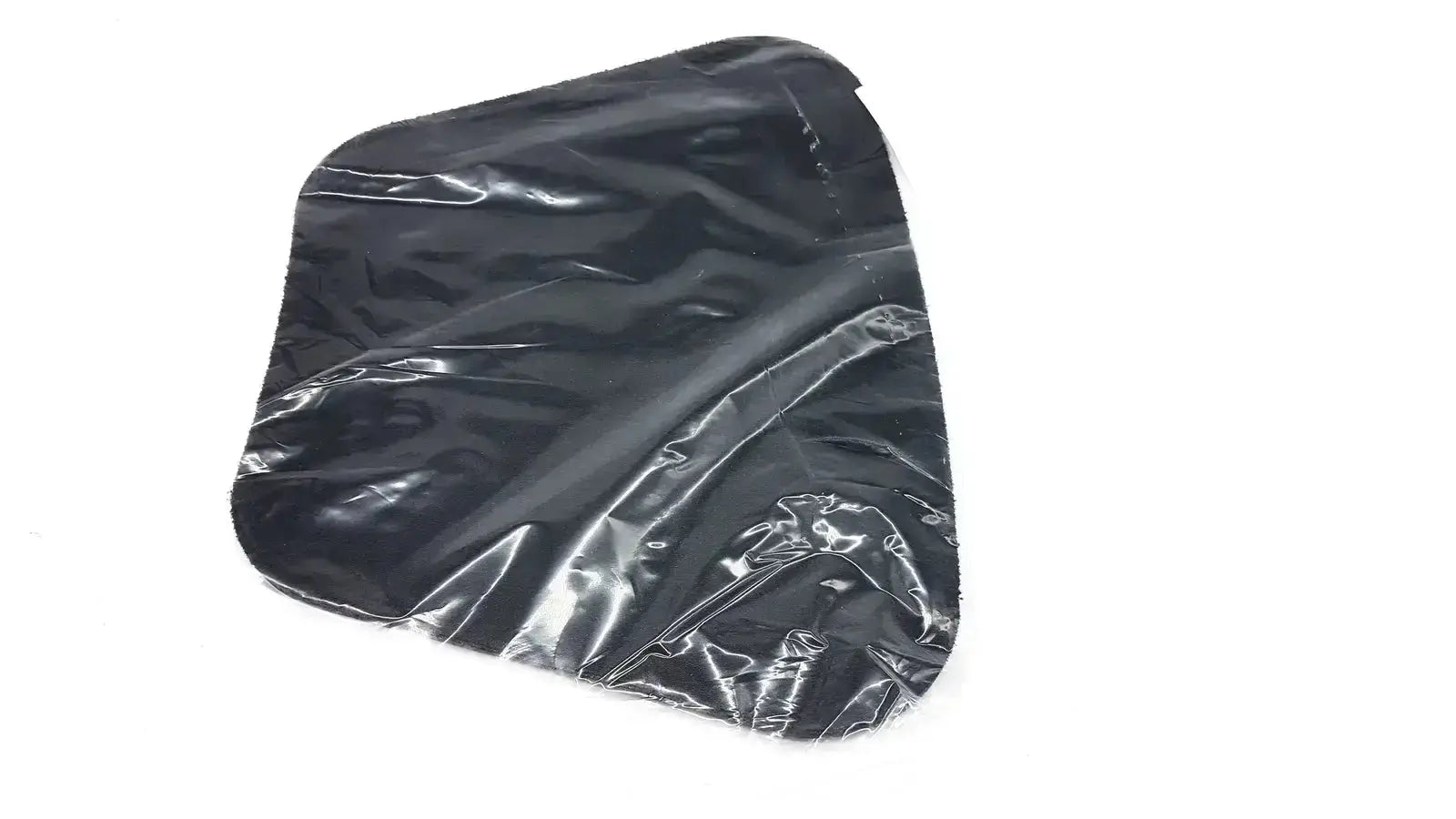 Black plastic trash bag with glossy finish shown as part of new option sports moldable lumbar insert packaging