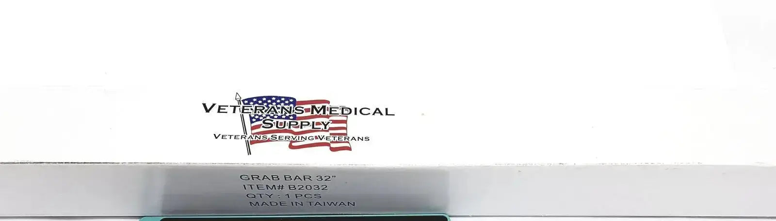 Silver metallic stainless steel grab bar 32 inches long from new veterans medical supply with bar w hardware