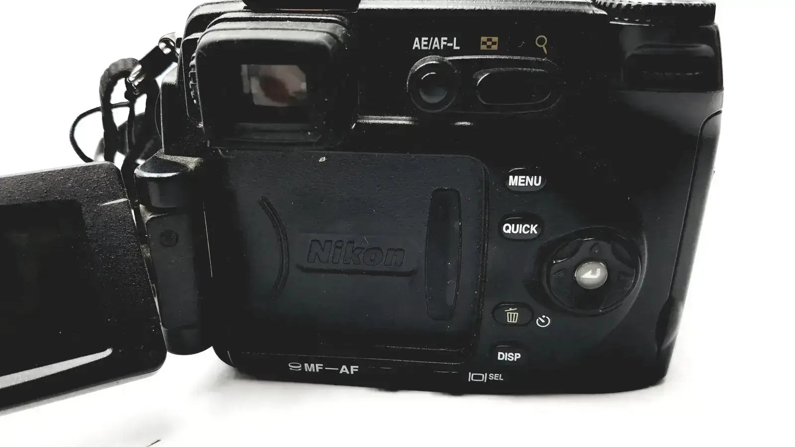 Black nikon coolpix e8400 digital camera with matte finish and visible control buttons on the back for reliable monitoring