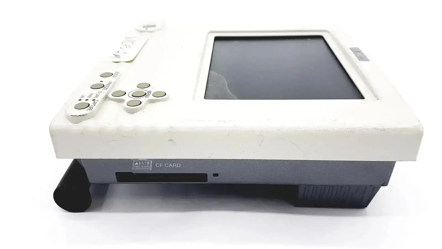 White nikon digital sight microscope camera controller with rectangular screen, gray buttons, and cf card slot at bottom