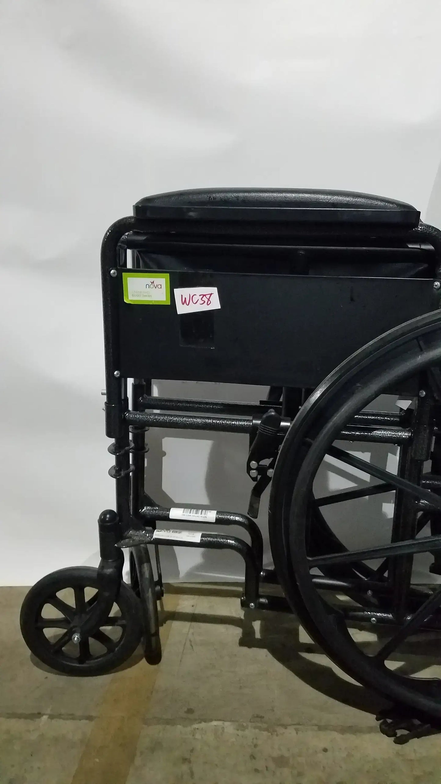 Nova Folding Manual Wheelchair - Lightweight Black Padded Comfort Seat
