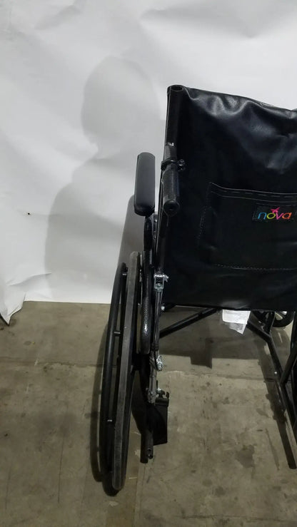 Nova Folding Manual Wheelchair - Lightweight Black Padded Comfort Seat
