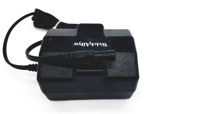 Black plastic oem power supply with coiled cord and velleman logo for welch allyn propaq patient monitor charger