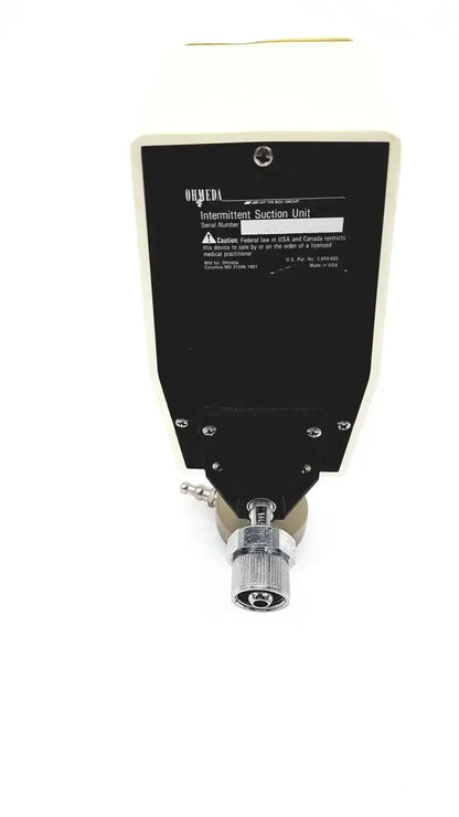 Black and white ohmeda ffa19643 intermittent suction unit with metallic threaded connector for medical use