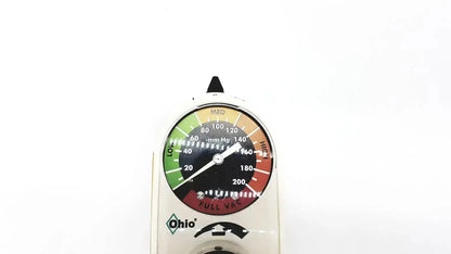 White ohmeda ohio medical intermittent suction regulator unit model 1251 with circular dial and color-coded pressure zones