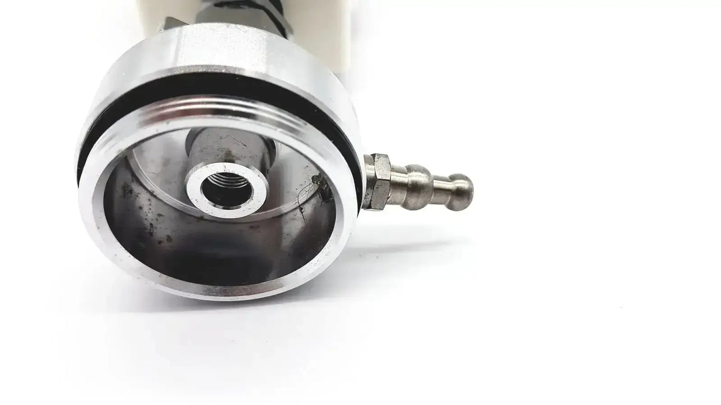 Silver metallic air compressor fitting with threaded port and hexagonal connector for ohmeda ohio medical intermittant suctiion regulator unit model 1251
