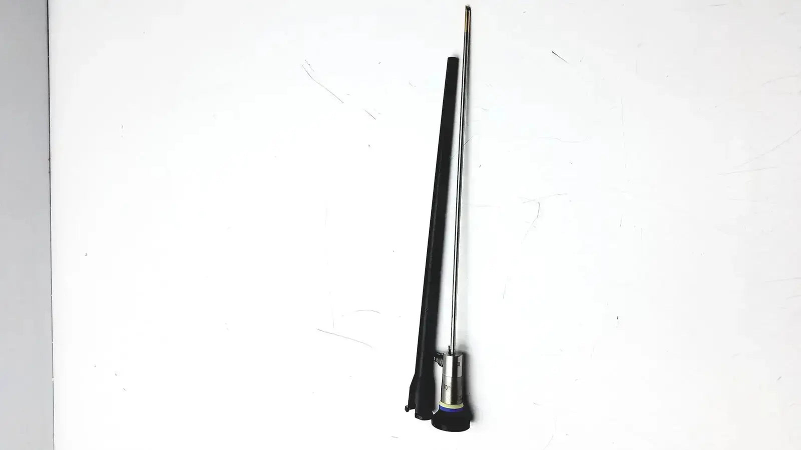Black and silver olympus a22003a rigid endoscope with flexible tube and articulated tip for precise medical use