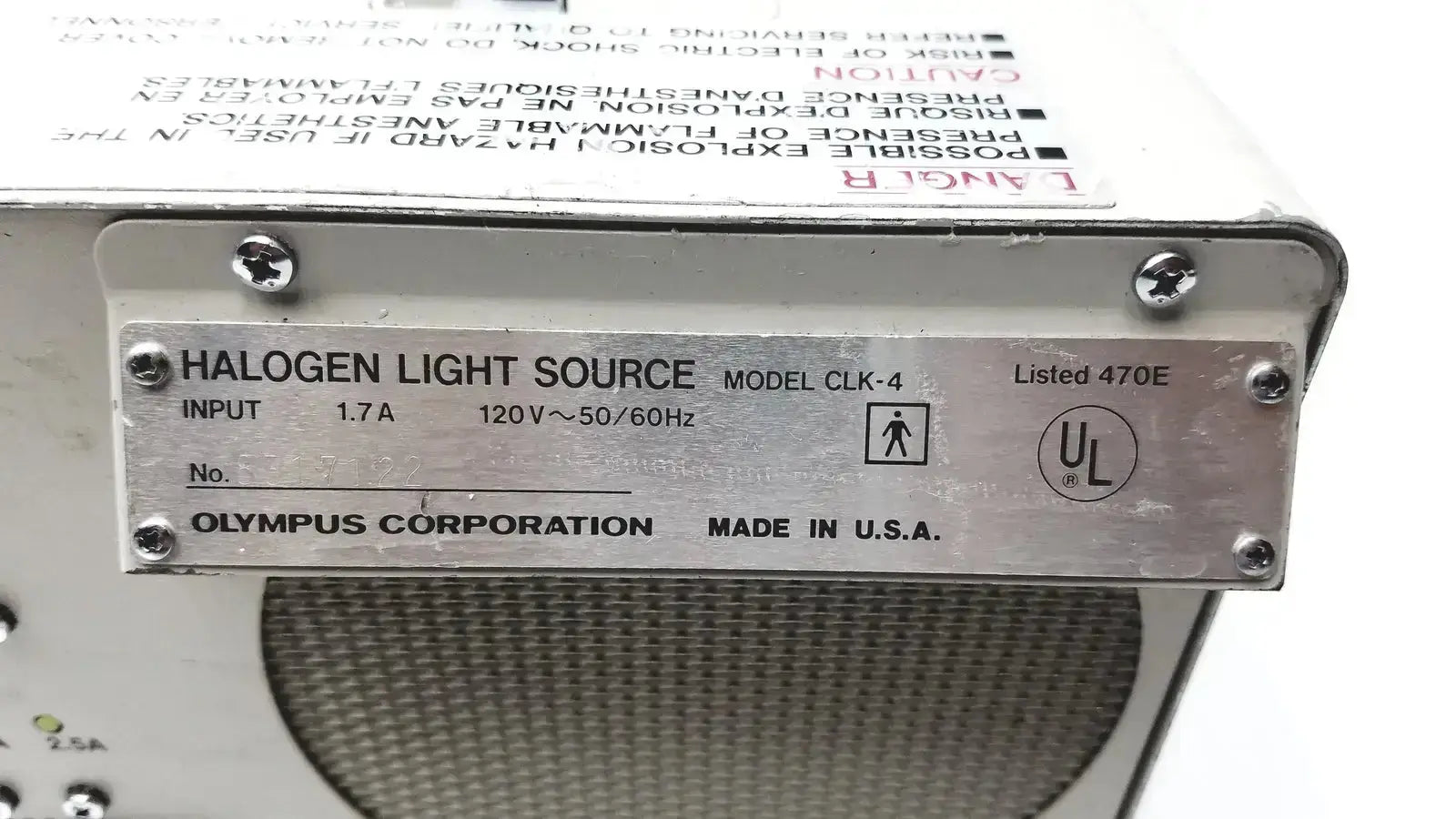 Olympus CLK-4 halogen light source with metallic silver finish and industrial design halogen light source unit