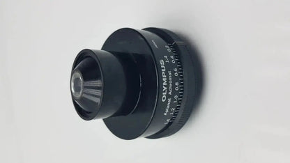 Black olympus microscope condenser aplanat achromat 1.4 lens with matte finish and engraved ring markings