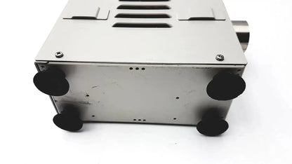 Silver metallic olympus mu-1 endoscope maintenance unit with black rubber feet and ventilation slits for endoscope maintenance
