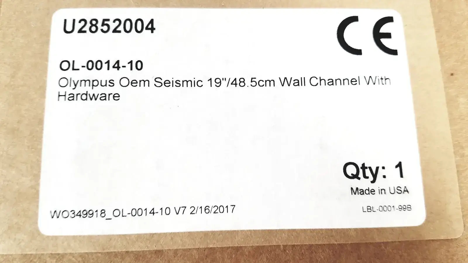 Olympus Oem Seismic 19’’/48 5cm Wall Channel With Hardware OL-0014-10