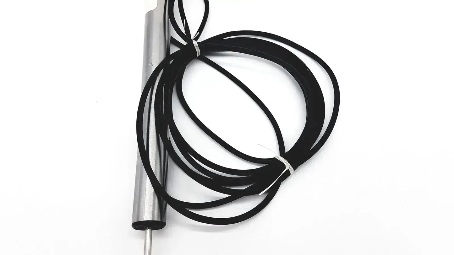 Black coiled cable attached to metallic cylindrical sensor probe of omega ld300-150 lvdt linear position sensor