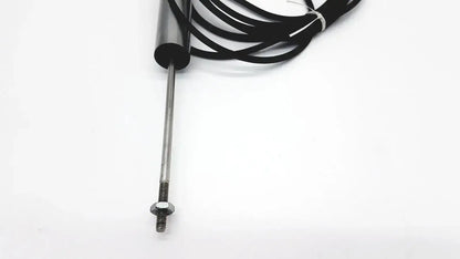 Black coiled cable attached to metallic sensor probe with threaded end and hexagonal nut for omega ld300-150 lvdt linear position sensor