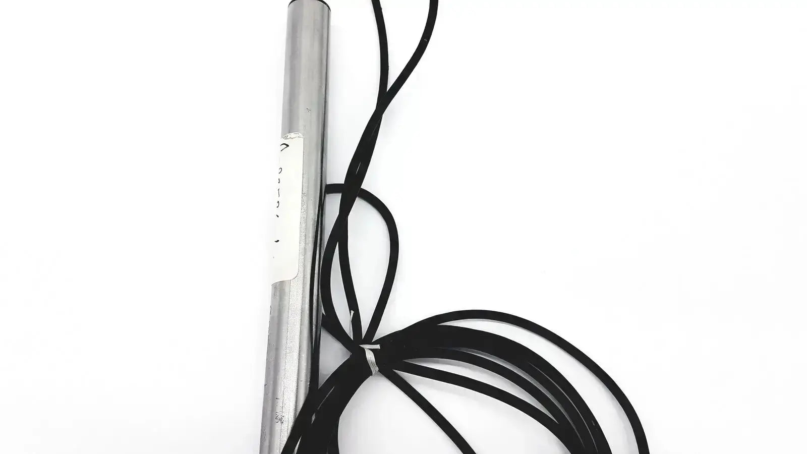 Silver cylindrical omega ld300-150 lvdt linear position sensor with black coiled cable for precise linear measurements