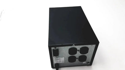 Black rectangular power supply unit back panel with ventilation holes and label for oneac conditioned power pcm550a